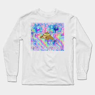 Sloth and Lovebird Nest Rainbow Holographic Long Sleeve T-Shirt